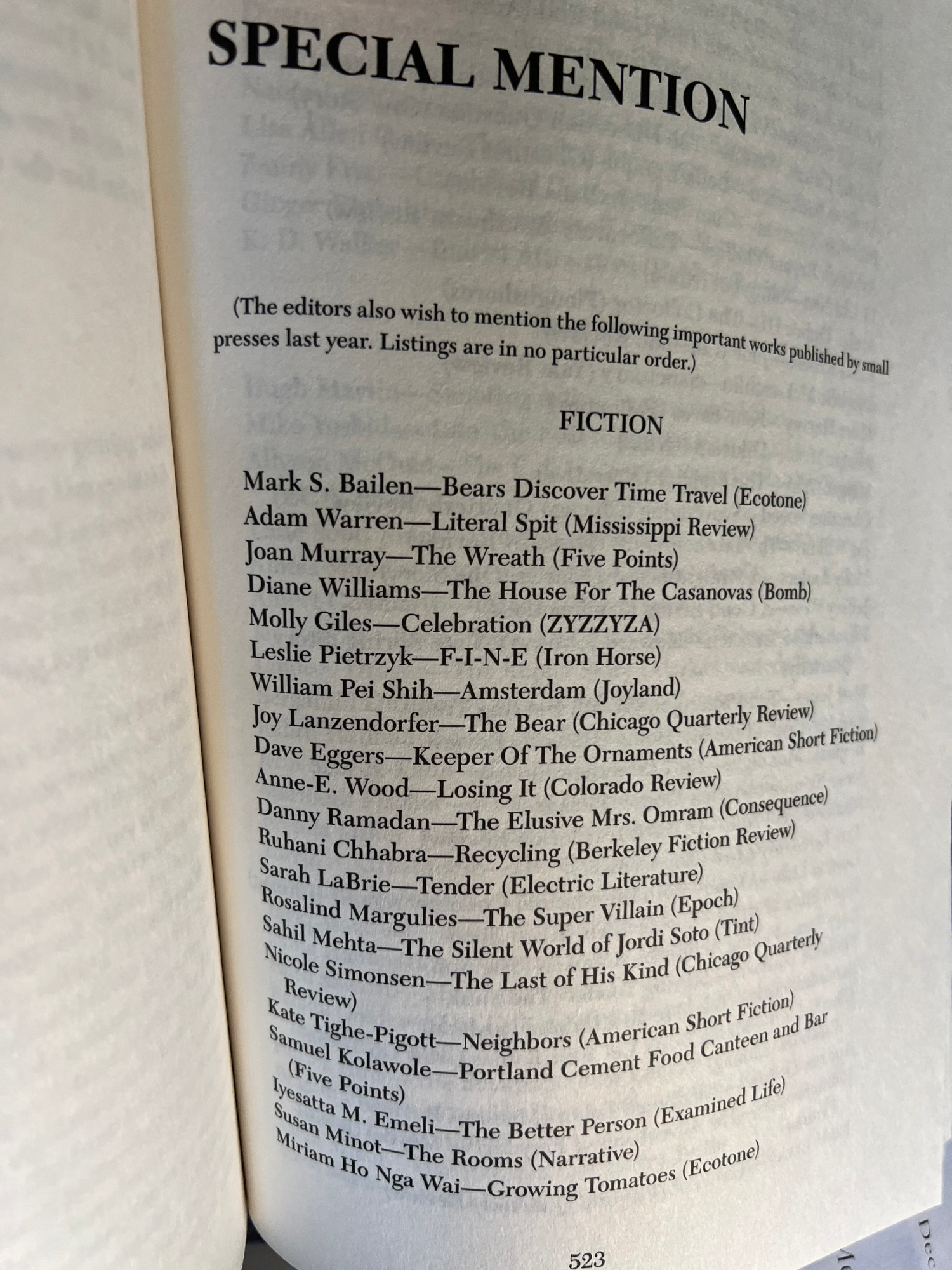 Pushcart Special Mention